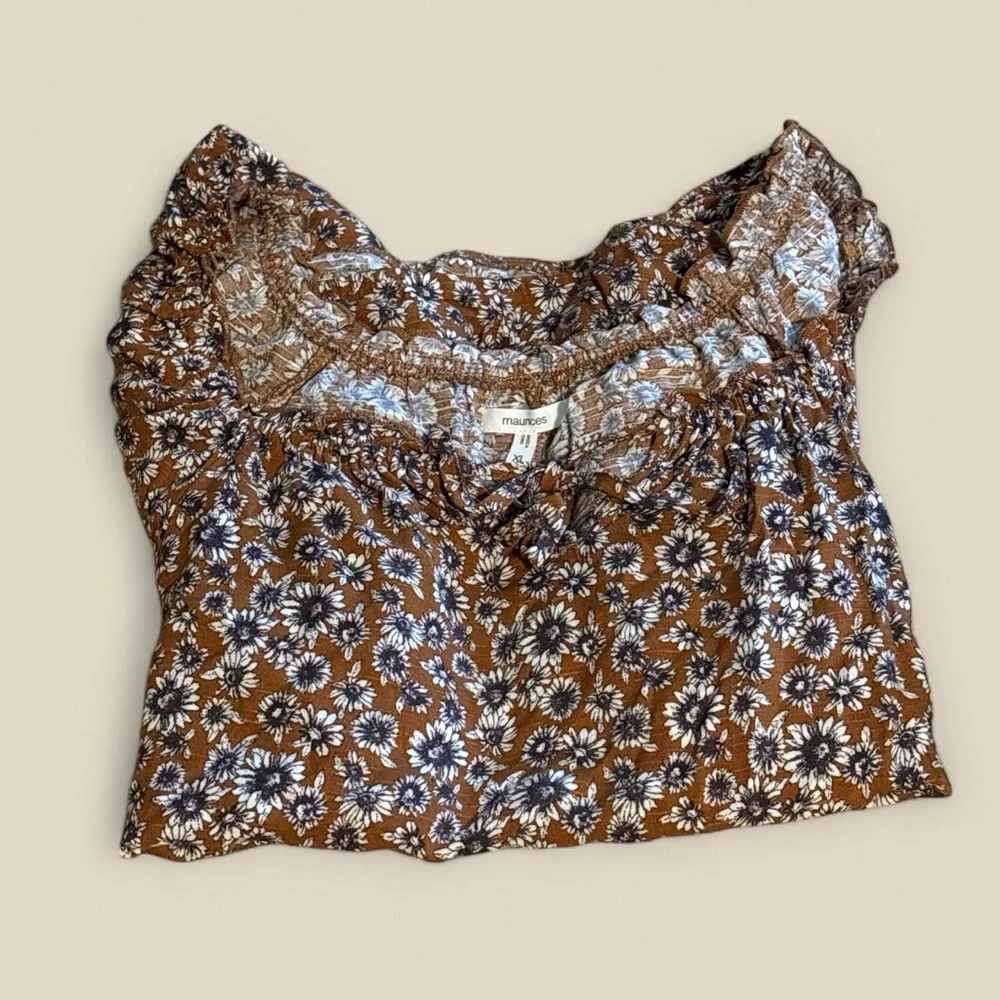 Maurice’s - Floral Boho Puff Sleeve Blouse - XL - Picture 3 of 3